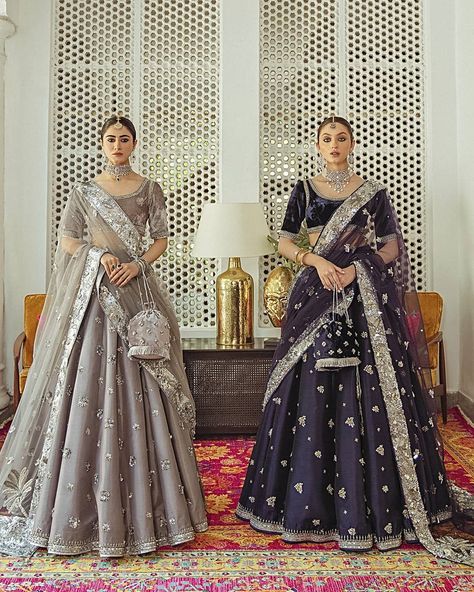 808 Likes, 4 Comments - Hussain Rehar (@hussainrehar.official) on Instagram: “نواب زادیاں - NAWABZADIYAN For people at Hussain Rehar, culture is everything which is socially…” Indian Bridal Couture, Hussain Rehar, Grey Lehenga, Indian Wedding Bride, Bridal Lengha, Georgette Lehenga, Indian Bridal Lehenga, Indian Bridal Wear, Fashionista Clothes