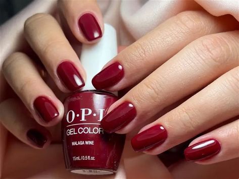 Opi Malaga Wine Gel, Red Wine Nails, Opi Malaga Wine, Opi Red Nail Polish, Dark Red Nail Polish, Malaga Wine, Chic Manicure, Wine Nails, Dark Red Nails