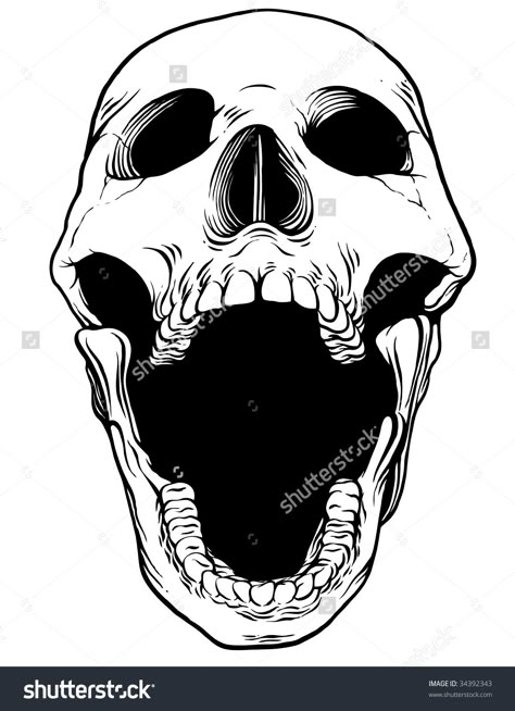 Screaming Skull Stock Photos, Images, & Pictures | Shutterstock Skull Open Mouth, Open Mouth Drawing, Mouth Tattoo, Drawing Mouth, Screaming Skull, Best Eyes, Skull Sketch, Skeleton Drawings, Skeleton Illustration