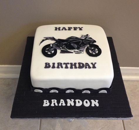 Birthday Cake For Boy, Motorcycle Birthday Cakes, Painted Motorcycle, Cake For Boy, Bike Cakes, Motorcycle Birthday, Cake For Men, Boy Bike, Cakes For Men