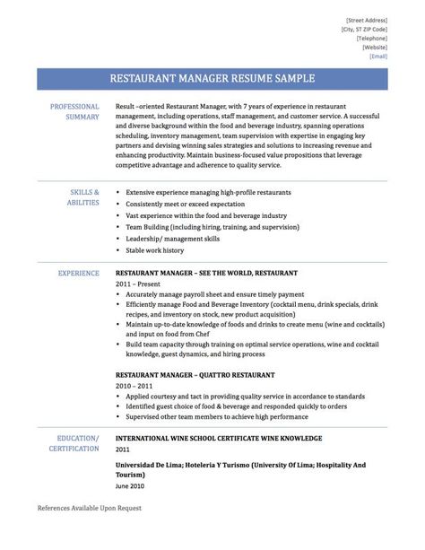 Restaurant Manager Resume Check more at https://nationalgriefawarenessday.com/1533/restaurant-manager-resume Customer Service Resume Examples, Restaurant Resume, Supervisor Resume, Hr Resume, Restaurant Template, Restaurant Manager, Microsoft Word Resume Template, Job Resume Samples, Resume No Experience