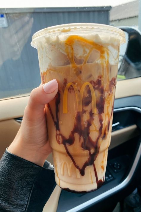 Mcdonald's Coffee Orders, Mcdonald’s Coffee Ideas, Snickers Coffee Recipe, Snickers Iced Coffee Recipe, Mcdonald’s Iced Coffee Hack, Starbucks Snickers Iced Coffee, Mc Donald’s Iced Coffee, Mcdonald’s Ice Coffee, Mcdonalds Coffee Hacks