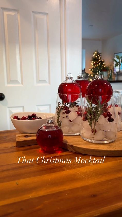 Here are details on the Christmas Drink!! All sold at Walmart Better home and garden stemless wine glasses - $9 Holiday Time glass… | Instagram Ice Mold For Wine Bottle, December Mocktails, Mocktail Christmas Drinks, Christmas Mock Tails, Christmas Bulb Drink, Ornament Drinks Holidays, Aspen Christmas, Christmas Mocktail, Christmas Party Friends