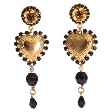 Dolce & Gabbana Gold Metal Earrings Jewellery Earrings Gold, Earring Model, Dolce Gabbana Jewelry, Dolce And Gabbana Earrings, Crystal Heart Earrings, Heart Earring, Women Jewellery, Yellow Gold Jewelry, Jewellery Earrings