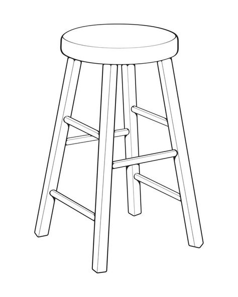 Stool Drawing Sketch, Stool Illustration, Stool Sketch, Stool Drawing, Chair Tattoo, Illustration Night, Pub Furniture, Metal Drawing, Chairs Logo