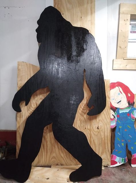 Bigfoot Theme Bedroom, Bigfoot Costume Diy, Bigfoot Decals, Diy Bigfoot, Fence Peekers, Bigfoot Party, Bigfoot Costume, Bigfoot Silhouette, Chevron Crochet Blanket Pattern