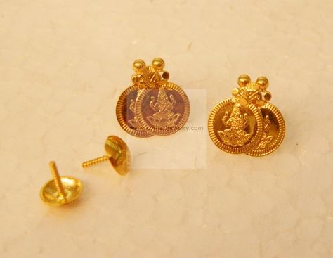 laxmi earrings Coin Earrings Gold Indian, Laxmi Earrings Gold, Laxmi Kammalu, Kasu Earrings Gold, Laxmi Earrings, Ear Rings For Women In Gold, Bride Jewelry Gold, Gold Coin Earrings, Gold Coin Jewelry