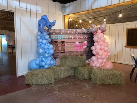 Horse Theme Gender Reveal, Sporty Gender Reveal Ideas, Boot And Bows Gender Reveal, Boots Or Bows Gender Reveal Backdrop, Our First Rodeo Gender Reveal, Farm Style Gender Reveal, Boots Or Bows Centerpieces, Gender Reveal Themes Western, Gender Reveal With Banda