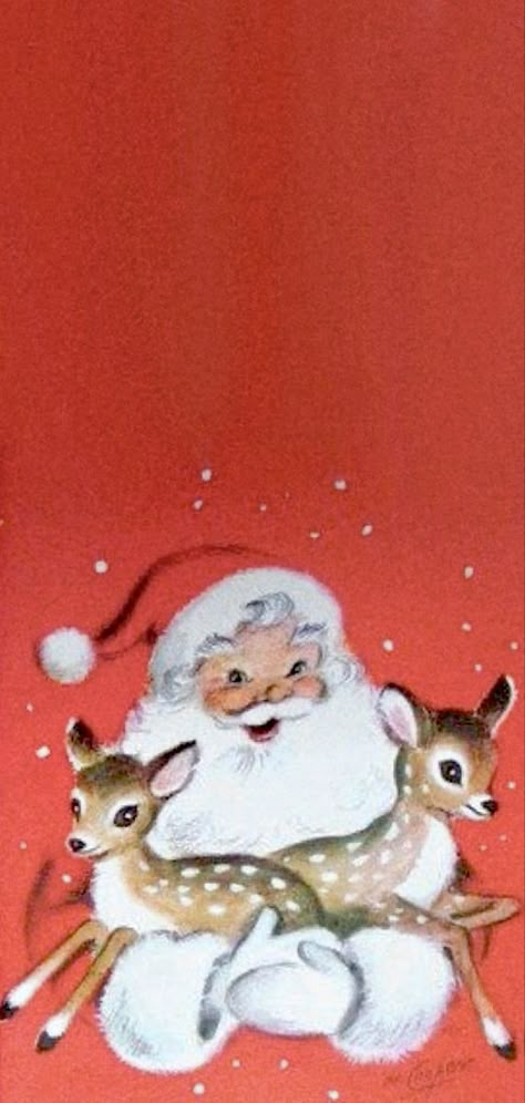 Christmas Lockscreen, Old Fashion Christmas, Santa Paintings, Gingerbread Party, Vintage Reindeer, Mr Christmas, Christmas Santas, Saint Nick, Vintage Christmas Images