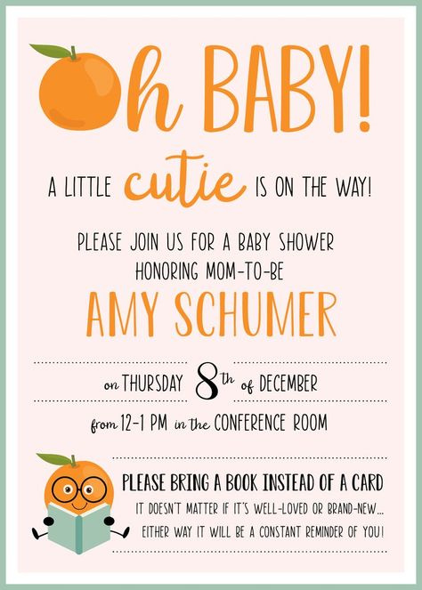 "little cutie" office baby shower invitation Little Cutie Baby Shower Ideas, Little Cutie On The Way, Cutie On The Way, Office Baby Showers, Baby Shower Invitation, Shower Invitation, Baby Shower Invitations, Shower Ideas, The Way