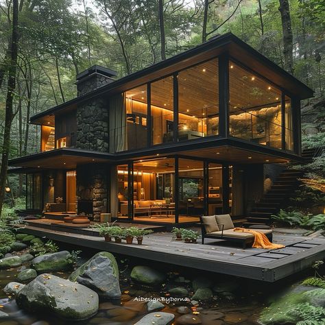 Design By Dorna (@aidesignbydorna) • Instagram photos and videos Dream Forest, Forest Retreat, Ideal House, Cabin Exterior, Dream Life House, Hygge Home, Forest House, Dream House Exterior, Retro Home Decor