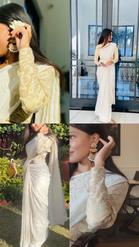 #saree #farewellsaree #sareeposes #sareeinspo #farewell #sareeaesthetic Full Sleeve Saree Farewell, Class 12 Farewell Sarees, Farewell Saree Poses, Saree Farewell School Classy, Saree Layout Instagram, Saree Poses For Instagram, Pose With Saree, Sari Photoshoot Poses, Saree Ideas For Farewell