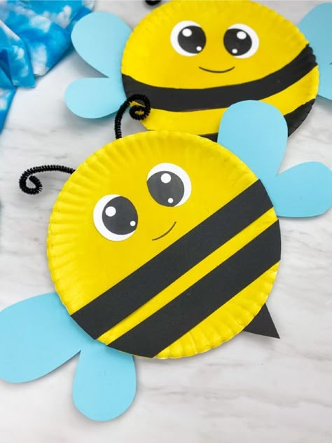 Paper Plate Bee Crafts Preschool, Insect Craft, Bee Crafts For Kids, Bee Craft, Paper Plate Crafts For Kids, Circle Crafts, Toddler Arts And Crafts, Spring Crafts For Kids, Spring Craft