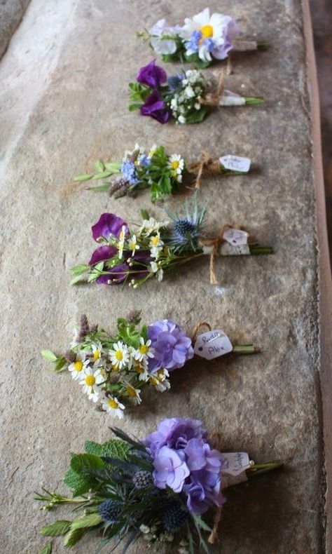 Wild Flower Button Holes Wedding, Wild Flower Boutonniere, Wildflower Boutonniere, Seating Arrangement Wedding, Table Arrangements Wedding, Button Holes Wedding, Country Style Wedding, Wedding Table Flowers, Silk Flowers Wedding