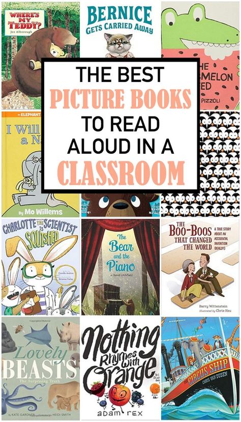 Classroom read alouds Books To Read Preschoolers, Fun Read Aloud Picture Books, First Grade Picture Books, 1st Grade Read Aloud Books, Preschool Read Aloud Books, Best Read Aloud Books For Kindergarten, Kindergarten Picture Books, Kindergarten Read Aloud Books, Best Elementary Read Alouds