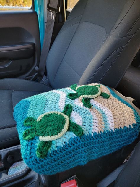 Sea Turtle Crochet Center Console Cover -  #Center #Console #cover #Crochet #Sea #Turtle Crochet Center Console Cover, Sea Turtle Crochet, Turtle Crochet, Car Interior Diy, Hippie Car, Just Tell Me, Girly Car Accessories, Center Console Cover, Car Deco