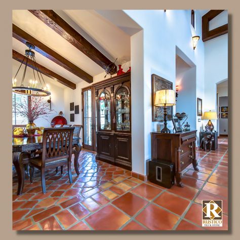 Spanish Flooring, Saltillo Floor, Mexican Tile Floor, Mexican Style Home, Hacienda Home, Saltillo Tile Floor, Cantera Stone, Spanish Style Kitchen, Spanish Style Decor