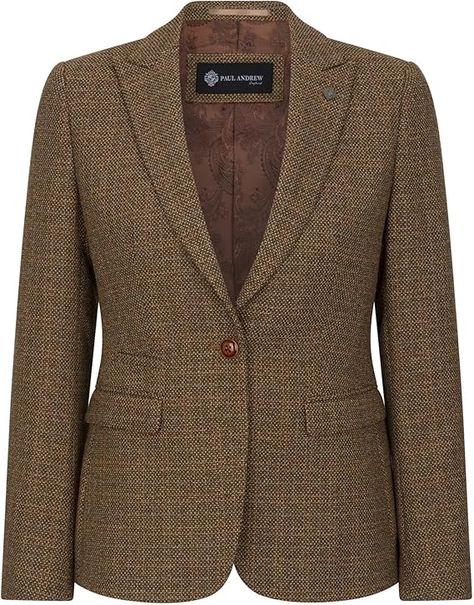 Women's Blazer Brown Tweed Tailored Fit Formal Jacket at Amazon Women’s Clothing store Formal Jacket, Brown Tweed, Timeless Dress, Chic Accessories, Amazon Women, Elegant Woman, Unique Fashion, Elegant Dresses, Fashion Games