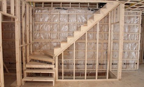 Stairs Into Loft, Stairs From Garage To House, Adding Stairs To Basement, Stairs That Turn, Basement Stairs Under Main Stairs, How To Build A Staircase, How To Build Stairs Indoors, Stairs To Attic, Stairs With Landing