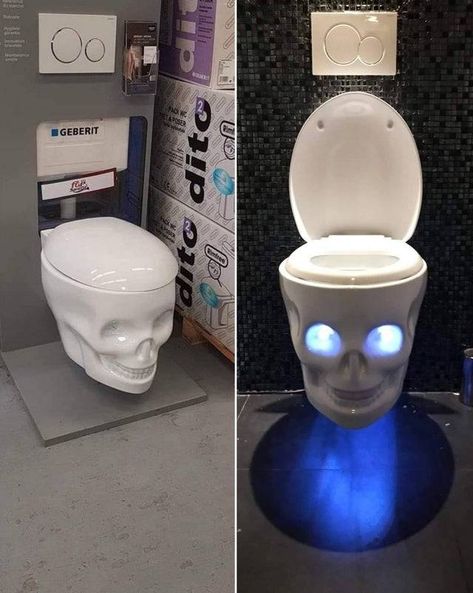 Gothic Bathroom Ideas, Weird Furniture, Skull Artwork, Bathroom Humor, Gothic House, Toilet Bowl, Dream House Decor, Toilets, Skull Art