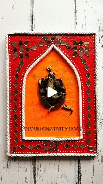 Colours Creativity Space on Instagram: ".Easy Cardboard Jharokha Making / Clay Ganesha making Idea ( DIY ) Ganesha Jharokha DIY / Ganesha Mural  @colours_creativity_space 🌸 FOLLOW this Space for more such a amazing DIYs  🌸Material :  Cardboard,  tissue paper,  white glue + water , Clay  #mural #ganesha #ganeshawalldecor #Cardboardcraft #artreel #trending  #jharokhadiy #ganeshadiy #clayganesha  #jharokhamaking  #easydiy  #tutorial  #colourscreativityspacecraft" Ganesha Making, Clay Ganesha Handmade Diy, Ganesha Wall Hanging Diy, Ganesha Clay Art On Canvas, Ganesha Clay Mural Art, Clay Ganesha, White Glue, Cardboard Crafts, Space Crafts