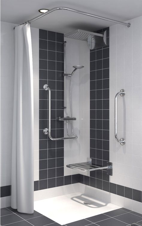 Bathroom Remodel Small Diy, Small Space Bathroom Design, Bathroom Layout Plans, Accessible Bathroom Design, Ada Bathroom, Condo Bathroom, Grab Bars In Bathroom, Bathroom Shower Design, Small Space Bathroom