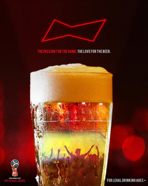 Budweiser Print Advert By : The Passion For The Game, The Love For The Beer, 1 | Ads of the World™ Creative Beer Ads, Gaming Creative Ads, Stag Beer, Happy Hour Beer, Beer Promotion, Beer Goggles, Beer Advertisement, Beer Ads, Beverage Poster