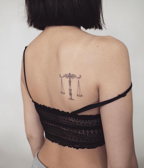 Tattoo Balance, Libra Tattoos, Justice Tattoo, Balance Tattoo, Girl Shoulder Tattoos, Girl Thigh Tattoos, Goddess Of Justice, Girl Neck Tattoos, Thigh Tattoo Designs