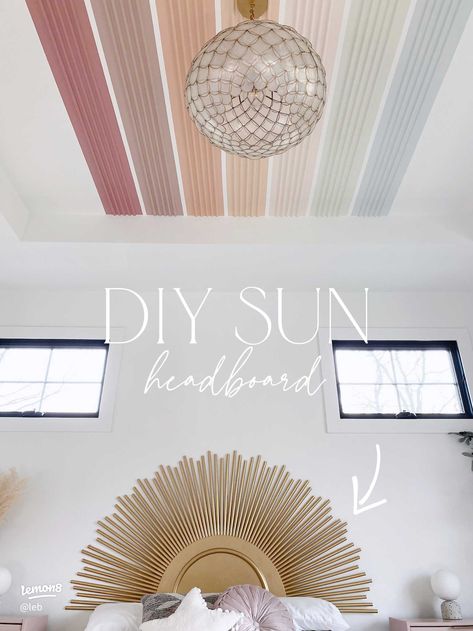 DIY SUN HEADBOARD ✨☀️ | Gallery posted by Lauren Burke | Lemon8 Sunburst Headboard, Sun Headboard, Lauren Burke, Gold Headboard, Diy Art Deco, Headboard Ideas, Metallic Spray Paint, Gold Sunburst, Rainbow Room