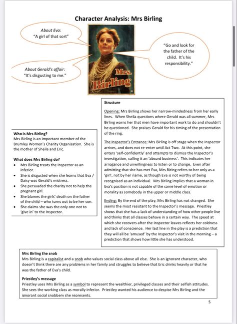 Mrs Birling, An Inspector Calls Quotes, Revision Gcse, An Inspector Calls Revision, School Revision, English Gcse Revision, English Gcse, English Revision, Literature Notes