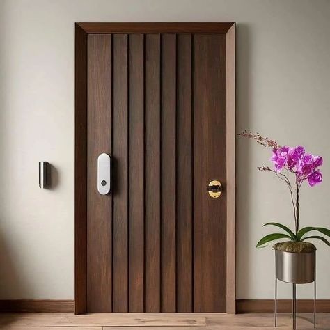 Luxurious Wooden Flush Door #alka_fabrication_and_interiors #interiordesign #interior_and_living #modulardinningroom #modularkichen Venner Doors Design, Teakwood Main Door Design, Luxury Front Door, Entry Door Designs, Flush Door Design, Flush Door, Main Entrance Door Design, Main Entrance Door, Home Door Design