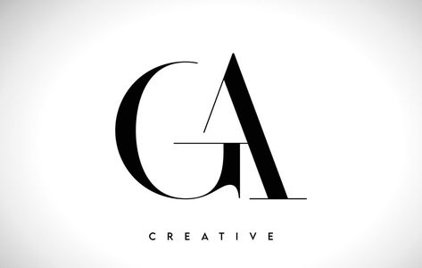 GA Artistic Letter Logo Design with Serif Font in Black and White Colors Vector Illustration Ga Letter Logo, Ga Logo Design, Architects Logo, Hair Logo Design, Makeup Logo Design, Logo Nail, Packaging Logo, Architect Logo, Geometric Logo Design