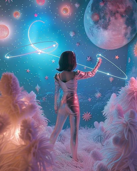 Outer Space Photoshoot Ideas, Out Of This World Photoshoot, Space Inspired Photoshoot, Galaxy Themed Photoshoot, Space Theme Photoshoot, Space Themed Photoshoot, Cosmic Photoshoot, Space Girl Aesthetic, Galaxy Photoshoot