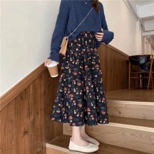 Kawaii Dresses - Kawaii Fashion Shop | Cute Asian Japanese Harajuku Cute Kawaii Fashion Clothing Corduroy Midi Skirt, Warm Skirts, High Waist Pleated Skirt, Umbrella Design, High Waisted Pleated Skirt, Umbrella Designs, Party Dress Long Sleeve, Vintage Inspired Outfits, Puff Sleeve Dresses