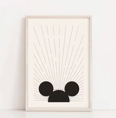 Boho Disney, Minimalist Classroom, Disney Wall Art, Baby Birthday Decorations, Disney Family Vacation, Disney Wall, Disney Home Decor, Modern Disney, Mouse Print