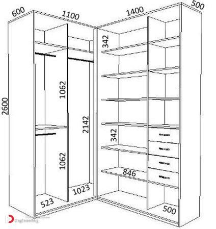 Standard Dimensions Closet Layouts Dimensions - Engineering Discoveries Closet Layout Dimensions, Corner Wardrobe Closet, Wardrobe Dimensions, Dressing Design, Corner Wardrobe, Walk In Closet Design, Closet Design Layout, Closet Renovation, Wardrobe Interior Design