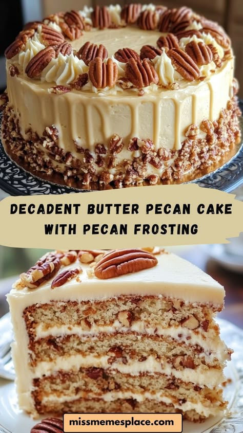 Indulge in a slice of pure decadence with this Butter Pecan Cake with Pecan Frosting! Each layer of this moist cake is filled with buttery flavor and toasted pecans, topped with a creamy frosting that takes it to the next level. This dessert is perfect for holidays, potlucks, or when you just want something special. Follow this easy recipe for a rich, delicious cake that’s sure to be a crowd-pleaser!