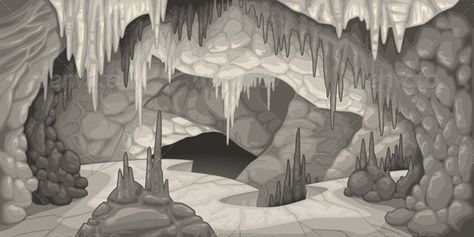 Inside the cavern. Cartoon and vector illustration. Folder contains: EPS file; High Resolution JPG file. Dragon Book, Cave Drawings, Carlsbad Caverns, Landscape Trees, Comic Styles, Quiet Book, State Art, Tulum, Vector Graphics