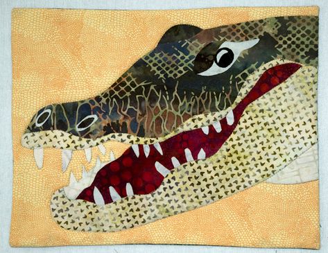 The Objects of Design: Warning! Alligator! Alligator Crafts, Wallhanging Patterns, Crochet Pokemon, Fusible Applique, Appliqué Quilts, Basic Quilt, Landscape Quilt, Raw Edge Applique, Applique Quilt