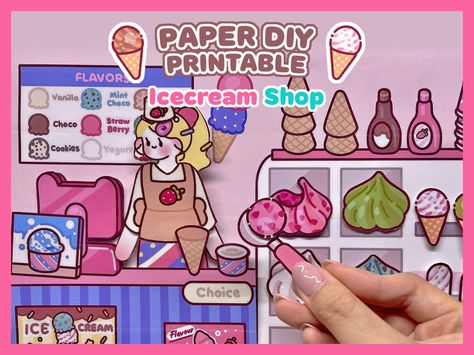 Innovative Paper Craft Ideas for DIY Enthusiasts Paper Ice Cream Shop Printable, Charibo Art Paper Doll, Printable Paper Crafts Templates, Paper Diy Printable, Craft Templates Printable, Charibo Art Coloring Pages, Charibo Art, Printable Paper Toys Templates, Art Ice Cream