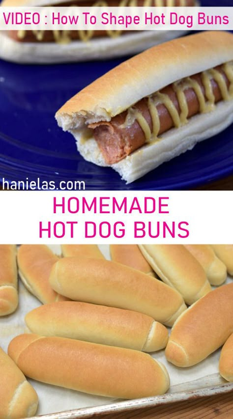 Homemade Hot Dog Buns, Hot Dog Buns Recipe, Homemade Hot Dogs, Homemade Hamburger Buns, Hot Dog Rolls, Homemade Buns, Pembuat Roti, Plats Healthy, Homemade Hamburger