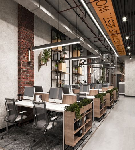 Industrial Company Lahmim on Behance Industrial Real Estate Office, Realtor Office Work Spaces, Modern Office Design Inspiration, Open Office Layout, Industrial Office Space, Small Office Design Interior, Working Office, Interior Kantor, Small Office Design