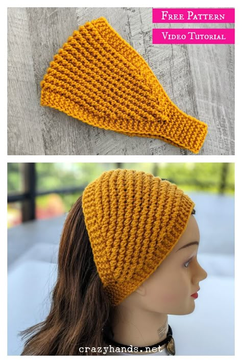 Popcorn Stitch Wide Ear Warmer Free Knitting Pattern and Video Tutorial Knitting Patterns Hats Women, Knitted Headband Free Pattern, Crochet Headband Tutorial, Easy Crochet Headbands, Crochet Headband Free, Knit Headband Pattern, Crochet Headband Pattern, Crochet Ear Warmer, Knitted Headband