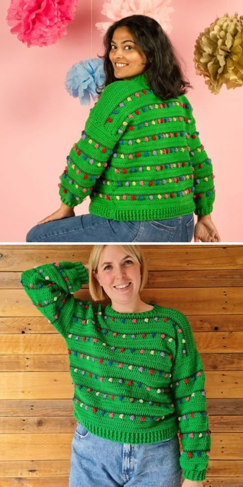 Crochet Christmas Vest Pattern, Ugly Christmas Sweater Crochet Pattern, Crochet Christmas Jumper Pattern Free, Christmas Vest Crochet, Crochet Christmas Cardigan, Crochet Christmas Sweater, Crochet Sweater Ideas, Crochet Jumper Pattern, Crazy Crochet