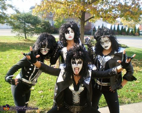 Kiss Costume Diy, 4 Person Halloween Costumes Group, Kiss Band Costume, Three Person Costumes, 4 Person Halloween Costumes, Costumes For Groups, Kiss Halloween Costumes, Band Costumes, Groups Photo