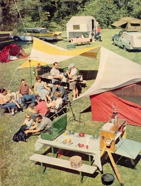 70s Camping Aesthetic, Vintage Summer Camp, 80s Camping, 70s Summer Camp, Camping Nostalgia, Vintage Camping Photos, 1950s Camping, Vintage Camping Gear, Camping Books