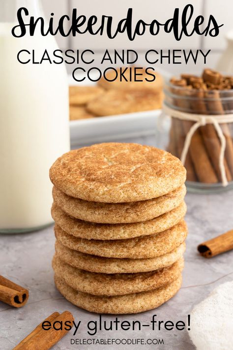 Stack of Snickerdoodle Cookies Gluten And Dairy Free Snickerdoodles, Snickerdoodle Cookies Without Butter, Snickerdoodle Gluten Free Cookies, Quick Gf Cookies, Pumpkin Snickerdoodles Gluten Free, Snickerdoodle Cookies Gluten Free, Flourless Cookie Recipes, Almond Flour Snickerdoodle Cookies, Best Gluten Free Sugar Cookies