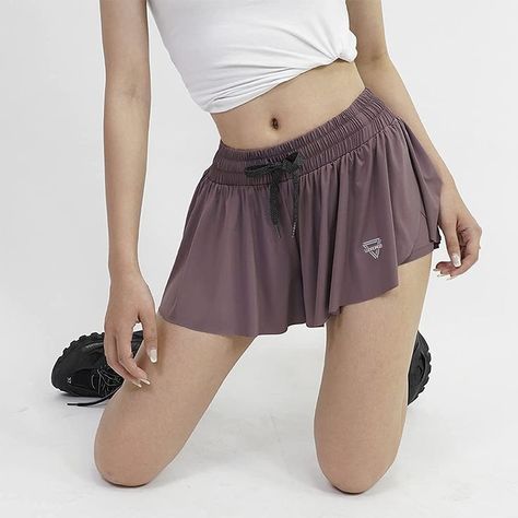 2 in 1 Flowy Running Shorts for Women Gym Yoga Athletic Womens Workout Biker Spandex Lounge Sweat Skirt Summer Flowy Running Shorts, White Skirt Summer, Running Shorts For Women, Wishlist 2022, Womens Workout, Skirt Summer, Running Workout, Shorts For Women, Active Shorts