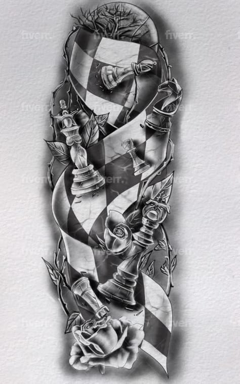 draw your amazing custom tattoo design Chess Piece Tattoo, Chess Tattoo, Meaningful Tattoos For Men, Inner Bicep Tattoo, Hyper Realistic Tattoo, Spartan Tattoo, Filigree Tattoo, Realistic Tattoo Sleeve, Full Sleeve Tattoo Design