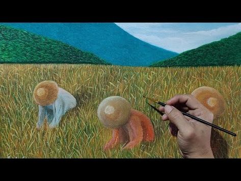 (188) Acrylic Painting | Realistic Rice Field Painting | Farmers Painting | Fendz.S Art TV - YouTube Rice Field Painting, Farmers Painting, Acrylic Painting Realistic, Farmer Painting, Paint Realistic, Painting Realistic, Layer By Layer, Rice Field, Field Painting